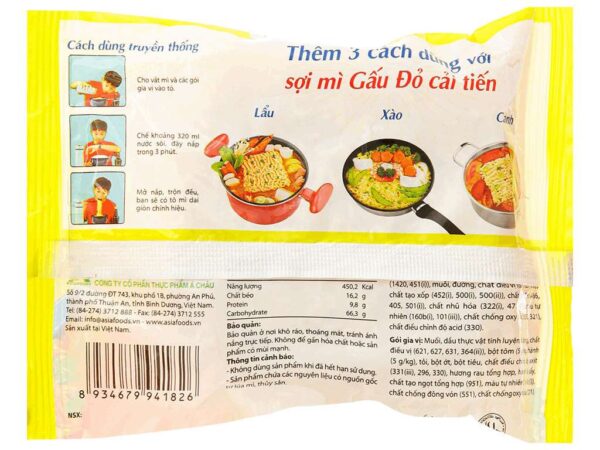 Mì Gấu Đỏ tôm chua cay gói 63g