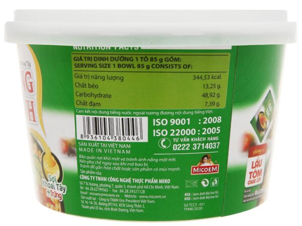 Mì khoai tây Cung Đình lẩu tôm chua cay tô 85g