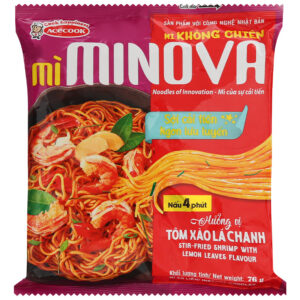 Mì không chiên Minova hương vị tôm xào lá chanh gói 76g