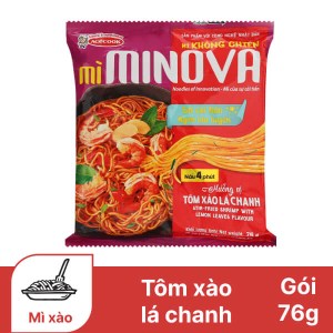 Mì không chiên Minova hương vị tôm xào lá chanh gói 76g