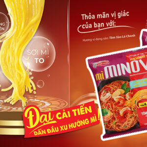 Mì không chiên Minova hương vị tôm xào lá chanh gói 76g