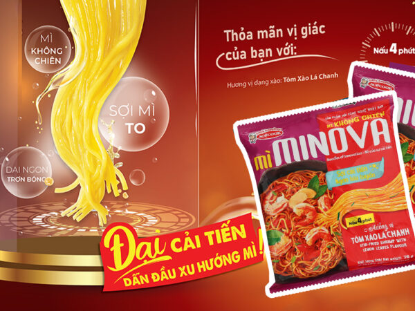 Mì không chiên Minova hương vị tôm xào lá chanh gói 76g