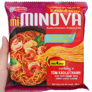 Mì không chiên Minova hương vị tôm xào lá chanh gói 76g