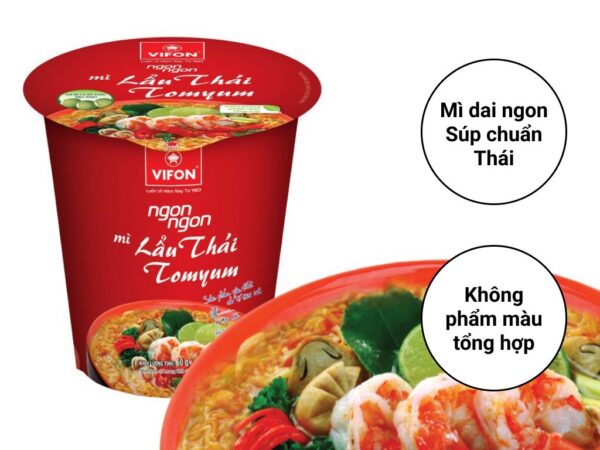 Mì lẩu Thái Tomyum Vifon Ngon Ngon ly 60g 