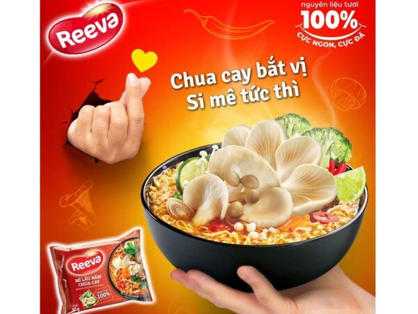 Mì Reeva lẩu nấm chua cay gói 85g