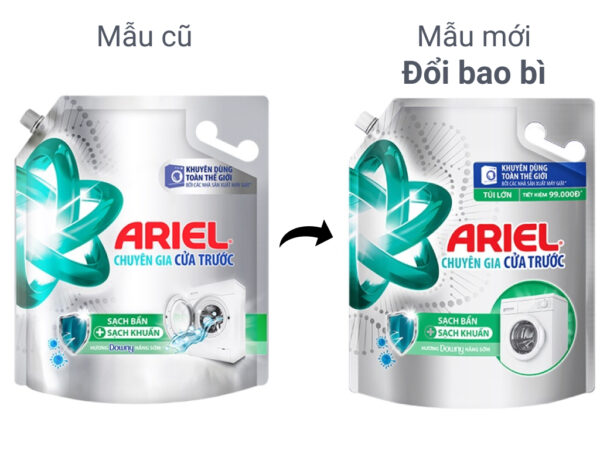 Nước giặt Ariel chuyên gia cửa trước hương Downy nắng sớm túi 3.2kg