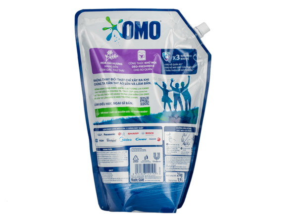 Nước giặt OMO Matic cửa trước khử mùi thư thái hương hoa oải hương túi 2kg