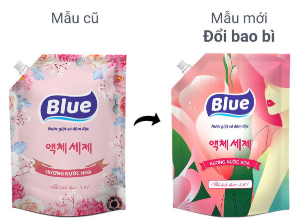 Nước giặt xả Blue đậm đặc hương nước hoa túi 3.6 lít