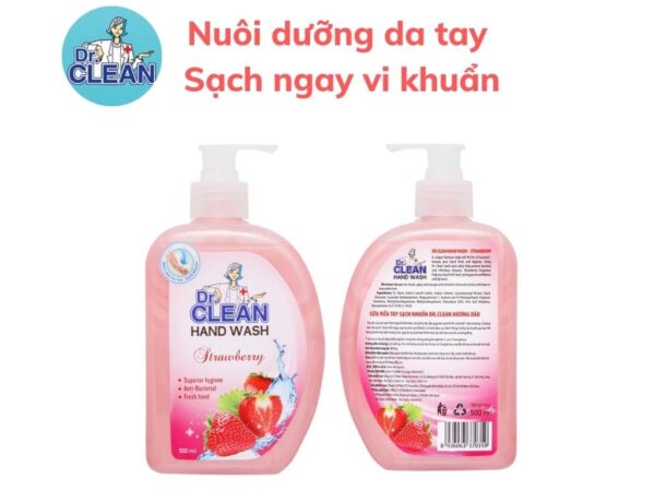 Nước rửa tay sạch khuẩn Dr. Clean hương dâu chai 500ml