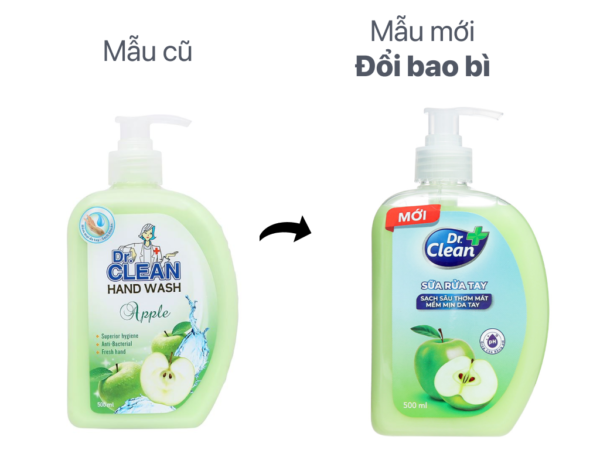 Nước rửa tay sạch khuẩn Dr. Clean hương táo chai 500ml