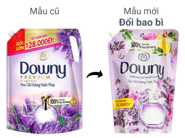 Nước xả vải Downy tinh dầu thiên nhiên hương hoa oải hương túi 2.2 lít