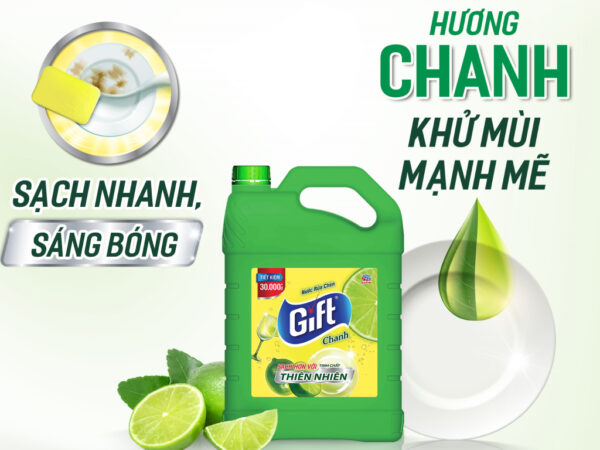 Nước rửa chén Gift hương chanh can 3.8kg