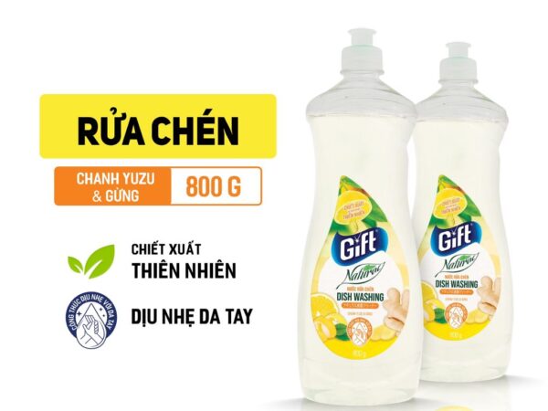 Nước Rửa Chén Gift Natural Chanh Yuzu & Gừng 800g