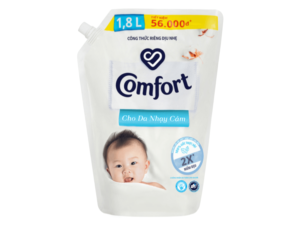 Nước Xả Vải Comfort Em Bé Cho Da Nhạy Cảm Túi 1.8L