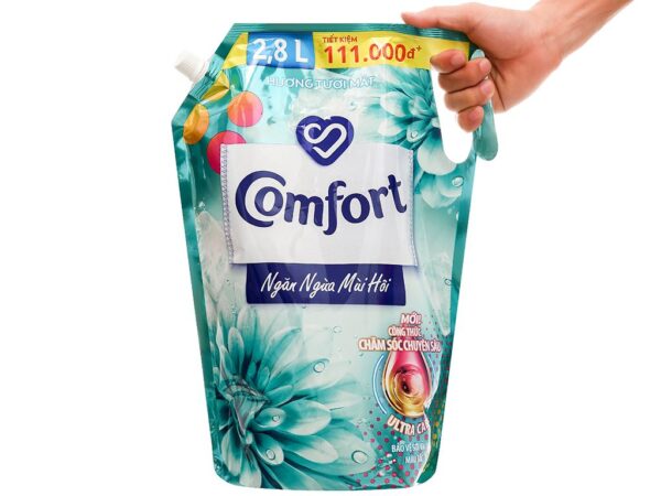 Nước xả vải Comfort Ngăn ngừa mùi hôi Hương Tươi Mát túi 2.8l