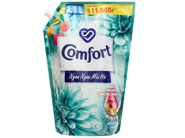 Nước xả vải Comfort Ngăn ngừa mùi hôi Hương Tươi Mát túi 2.8l