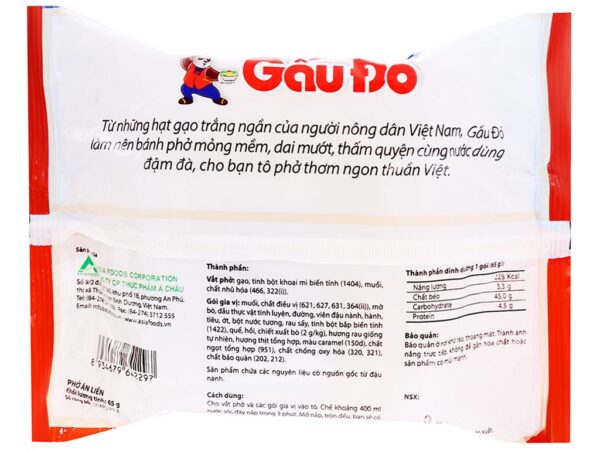 Phở Bò Gấu Đỏ Gói 65G