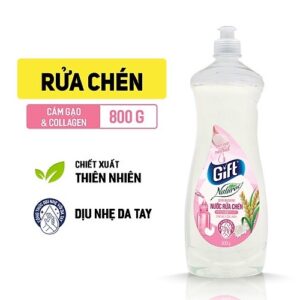 Nước Rửa Chén Gift Natural Cám Gạo & Collagen 800g