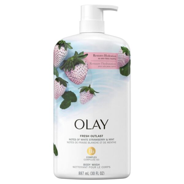 Sữa Tắm Olay Tươi Mát Dài Lâu Hương Dâu Và Bạc Hà 650ml - 887ml