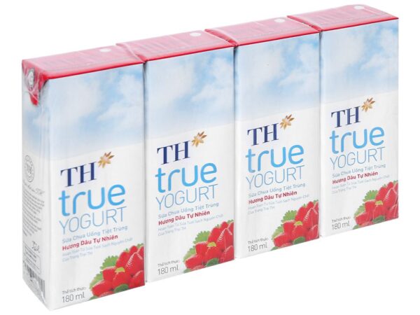 Sữa chua uống tiệt trùng hương dâu TH True Yogurt 180ml