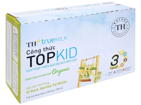 Sữa tươi tiệt trùng TH True Milk Topkid Organic Vanilla 180ml