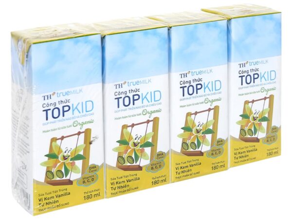 Sữa tươi tiệt trùng TH True Milk Topkid Organic Vanilla 180ml