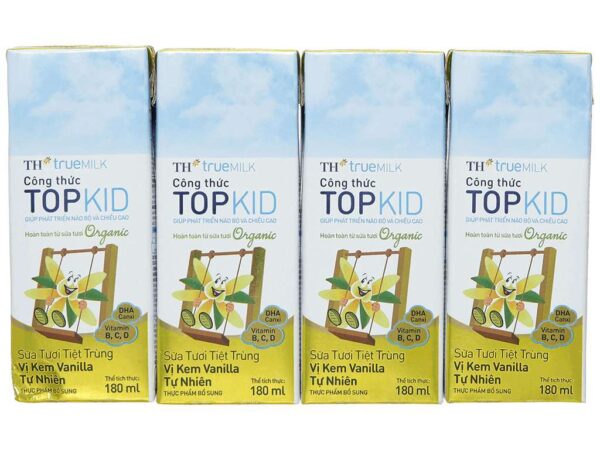 Sữa tươi tiệt trùng TH True Milk Topkid Organic Vanilla 180ml