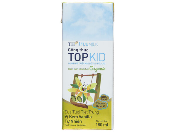 Sữa tươi tiệt trùng TH True Milk Topkid Organic Vanilla 180ml