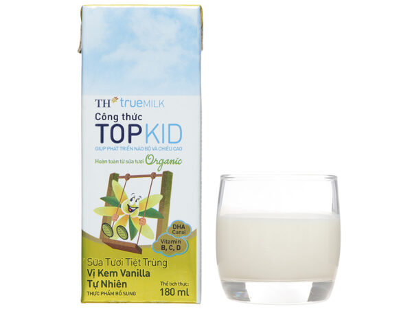 Sữa tươi tiệt trùng TH True Milk Topkid Organic Vanilla 180ml