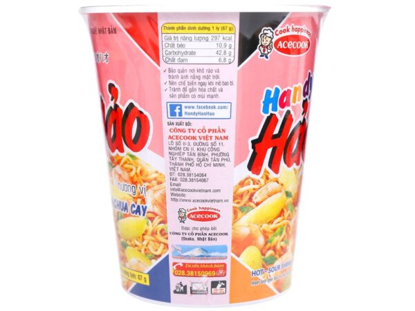 Mì Handy Hảo Hảo vị tôm chua cay ly 67g