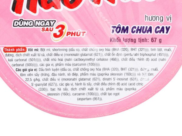 Mì Handy Hảo Hảo vị tôm chua cay ly 67g