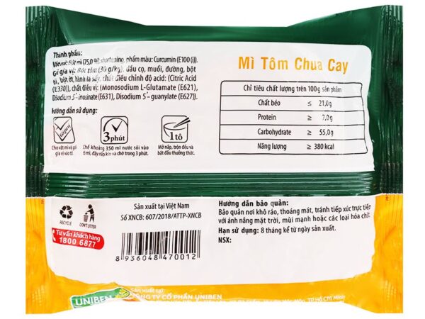 Mì 3 Miền tôm chua cay gói 65g