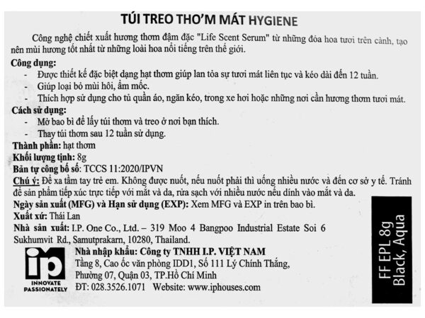 Túi thơm Hygiene xanh hương hoa nở rộ 8g