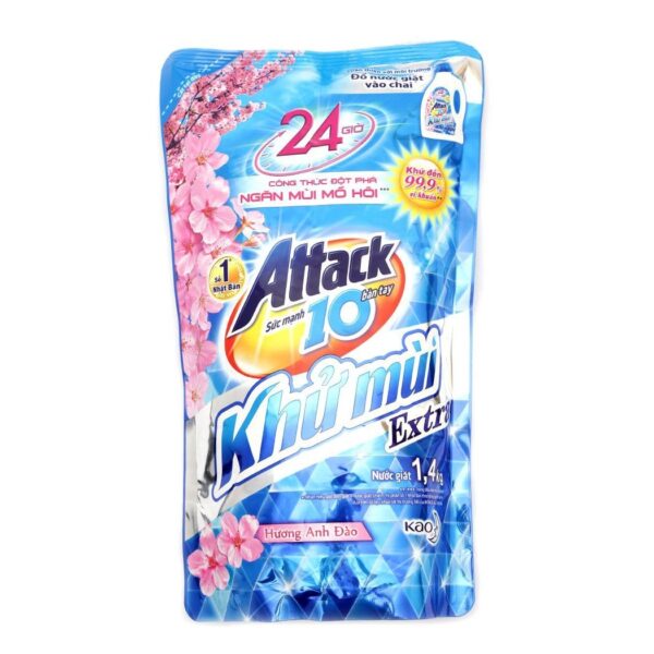 Nước Giặt Attack Khử Mùi Extra Hương Anh Đào 1.4L