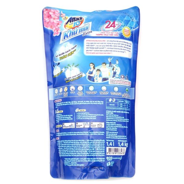 Nước Giặt Attack Khử Mùi Extra Hương Anh Đào 1.4L