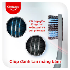 Bộ 2 Bàn Chải Đánh Răng Colgate 360 Charcoal Spiral Lông Chải Xoắn Kép Phủ Than