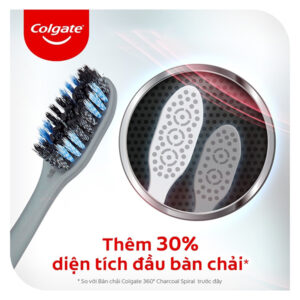 Bộ 2 Bàn Chải Đánh Răng Colgate 360 Charcoal Spiral Lông Chải Xoắn Kép Phủ Than