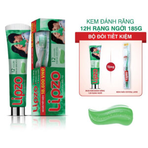 Combo Kem Đánh Răng Lipzo 12 Giờ Rạng Ngời 185g Và Bàn Chải