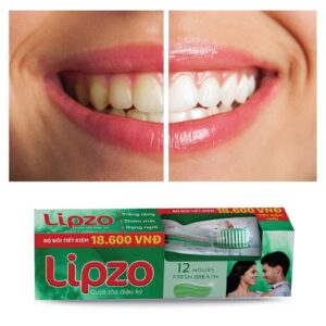 Combo Kem Đánh Răng Lipzo 12 Giờ Rạng Ngời 185g Và Bàn Chải