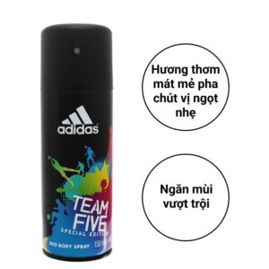 Xịt khử mùi toàn thân nam Adidas Team Five ngăn mồ hôi 150ml