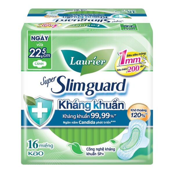 Băng Vệ Sinh Laurier Super Slimguard ChoNgày Nhiều Kháng Khuẩn Siêu Mỏng 1mm 16 Miếng