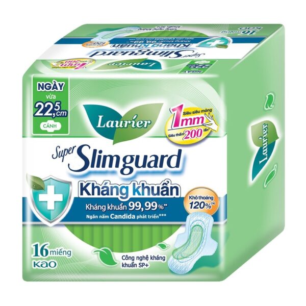 Băng Vệ Sinh Laurier Super Slimguard ChoNgày Nhiều Kháng Khuẩn Siêu Mỏng 1mm 16 Miếng